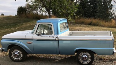 When Dave Sim got his 1966 Mercury M100 truck project, it had been a Saskatchewan government vehicle and was green. He chose to have it painted two-tone blue and white, colours he picked out for himself.