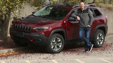 Chris Braun with the 2020 Jeep Cherokee Trailhawk he drove for a week in and around his hometown of Calgary.