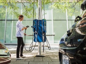 A 'Flo' curbside EV charger in Montreal