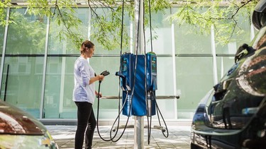 A 'Flo' curbside EV charger in Montreal