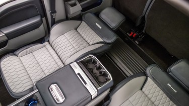 Class-exclusive available Max Recline Seats provide business-class comfort in F-150 during downtime – folding flat to nearly 180 degrees; innovative design raises the seat bottom for lower back support while the upper seatback can be rotated forward to provide neck comfort.