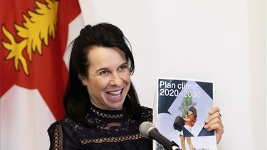 Montreal Mayor Valerie Plante outlines her plan to fight climate change during a press briefing on Thursday, Dec. 10.