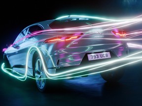 A stylized image of Jaguar's XJ Electric.