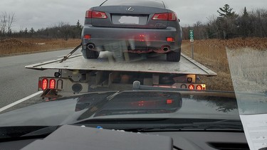 Probationary Quebec driver was charged with travelling at 169 km/h near South Stormont Wednesday morning, 'Driver (and) 3 passengers had expensive cab ride to Montreal.' OPP said