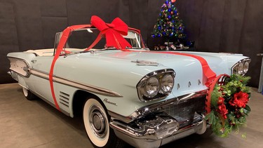 The freshly restored 1958 Pontiac Parisienne convertible will be home for Christmas.