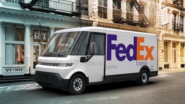 BrightDrop EV600 with FedEx Express branding