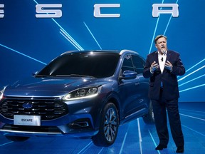Moray Callum, Vice President, Design, Ford Motor Company, reveals the all-new Chinese-market Ford Escape midsize SUV in 2019