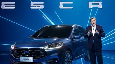 Moray Callum, Vice President, Design, Ford Motor Company, reveals the all-new Chinese-market Ford Escape midsize SUV in 2019