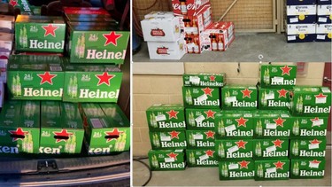Police found 58 cases of beer after stopping a 'heavily loaded' vehicle.