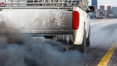 Diesel pickup rolling coal