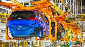 A Chevrolet Bolt EV being manufactured at General Motors' Orion Assembly