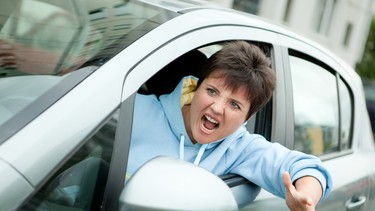 Angry Woman Driver Shouts