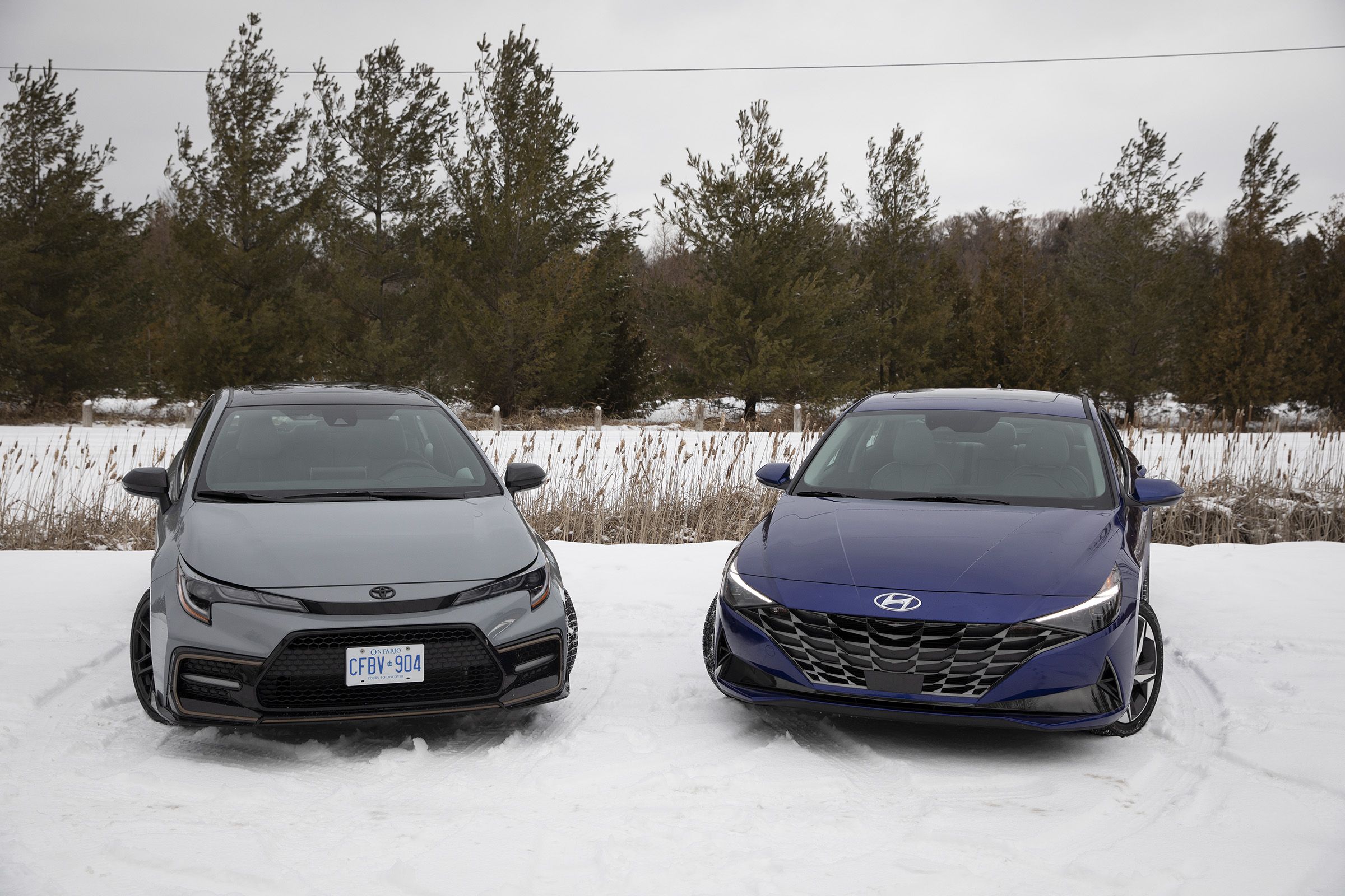 Car Comparison 2021 Hyundai Elantra vs. 2021 Toyota Corolla Driving