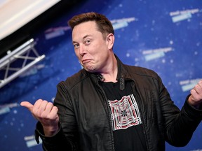SpaceX owner and Tesla CEO Elon Musk poses on the red carpet of the Axel Springer Award 2020 on December 1, 2020 in Berlin, Germany.