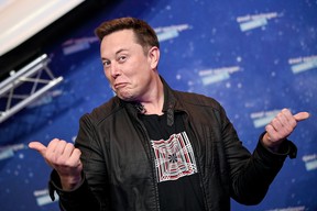 SpaceX owner and Tesla CEO Elon Musk poses on the red carpet of the Axel Springer Award 2020 on December 1, 2020 in Berlin, Germany.