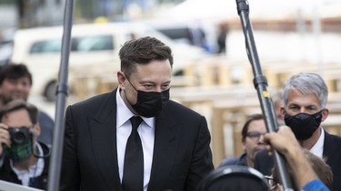 Tesla head Elon Musk arrives at a retreat of the German Christian Democrats CDU/CSU Bundestag faction on September 02, 2020 in Berlin, Germany.