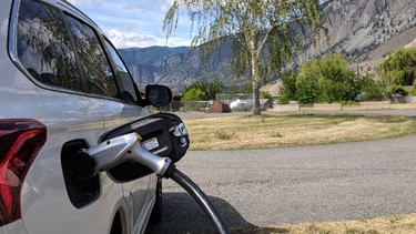 An EV charging up at Spences Bridge, B.C.