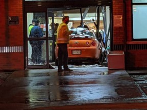 Stolen orange Chevrolet crashes into Alberta-Saskatchewan border city Hospital