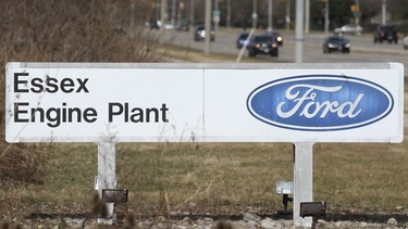 A sign for the Ford Essex Engine Plant in Windsor is shown on Thursday, March 25, 2021.