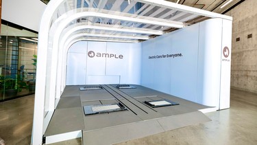 The Ample prototype battery swapping station in San Francisco.
