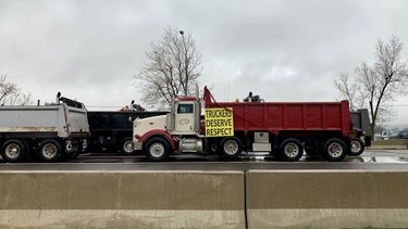 Don't Dump On Us demonstration at the Hwy 10/410 Caledon MTO Inspection Station