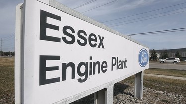 A sign for the Ford Essex Engine Plant in Windsor is shown on Thursday, March 25, 2021.