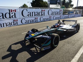 Mitch Evans pilots his Jaguar I-TYPE during the Montreal ePrix in 2017, the ony time the all-electric, open-wheel series has come to Canada.