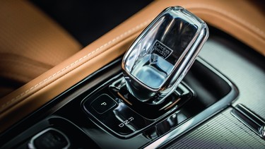 The Orrefors "Crystal Eye" shifter knob in a Volvo