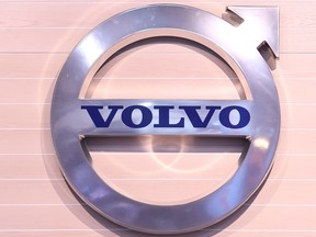 The logo of Swedish truck maker Volvo is pictured at the IAA truck show in Hanover, September 22,  2016.