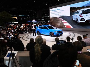 Honda shows off the 2020 Civic Type R the Chicago Auto Show on February 06, 2020 in Chicago, Illinois.