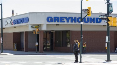 Sustained ridership declines, followed by a complete shutdown during the pandemic, is behind Greyhound's decision to cease operations in Canada, including routes from London's bus station to Toronto and Windsor. (Derek Ruttan/The London Free Press)