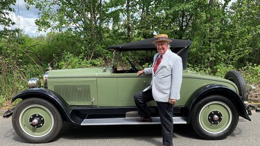Owner Jonathan Parker with his freshly restored 1926 Nash Advanced Six roadster.