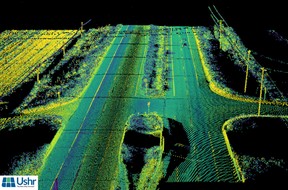Lidar map image of a compatible, divided-highway (US 127 and W Colony Road) that will be added as a result of the Super Cruise mileage expansion.
