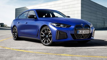 The all-wheel-drive 2022 i4 M50 has a reported power output of 536 horsepower and a full-charge range of 395 kilometres.