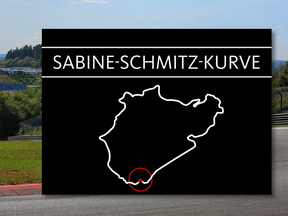 A map indicating the Sabine-Schmitz-Kurve on the famous Nürburgring Nordschleife.