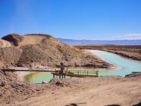 Brine pools for lithium mining, in Silver Peak, Nevada