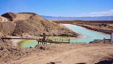 Brine pools for lithium mining, in Silver Peak, Nevada