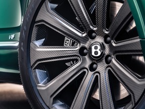 The 22-inch carbon-fibre wheels on the 2022 Bentley Bentayga