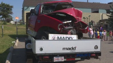 This F-150 totalled in a drunk driving incident is now a public display in Calgary