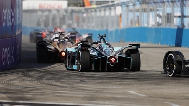 Mitch Evans pilots the Jaguar I-TYPE 5 race car during the New York City E-Prix last weekend.