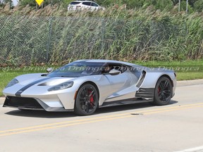 A Ford GT test mule spotted in August 2021 near Detroit