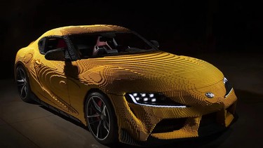 A LEGO replica of a 2021 Toyota GR Supra