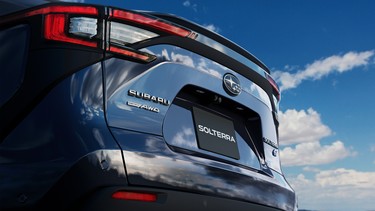 A teaser for the 2022 Subaru Solterra EV