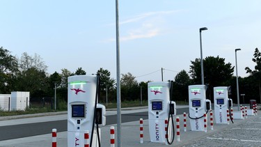 An Ionity electric vehicle charging station is pictured near Dresden, Germany, August 27, 2019.