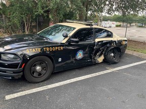 A Florida State Trooper police car involved in a late August 2021 collision with a Tesla allegedly on Autopilot