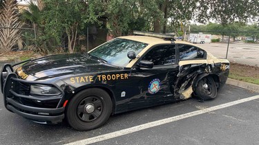 A Florida State Trooper police car involved in a late August 2021 collision with a Tesla allegedly on Autopilot