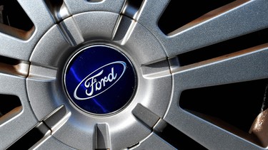 A picture shows on February 18, 2019, the logo of US auto-maker Ford on a car in Blanquefort, southwestern France.