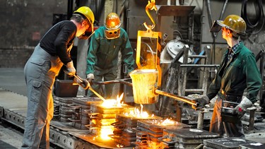 Group of workers in a foundry at the melting furnace - production of steel castings in an industrial company  (Group of workers in a foundry at the melting furnace - production of steel castings in an industrial company , ASCII, 110 components, 110 by