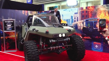 A real-life Warthog from the "Halo" video game series, built by Ken Block's Hoonigan team