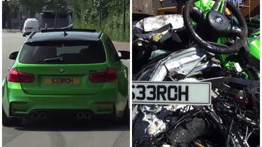 A custom BMW M3 wagon crushed by U.K. police